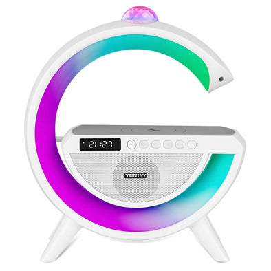 BLUETOOTH AUDIO DIMMABLE NIGHT LIGHT G SHAPED SPEAKER WITH WIRELESS CHARGER,LED COLORFUL ATMOSPHERE TABLE LAMP,BEDROOM HOME DECOR,PARTY FAVORS,ADULT GIFT